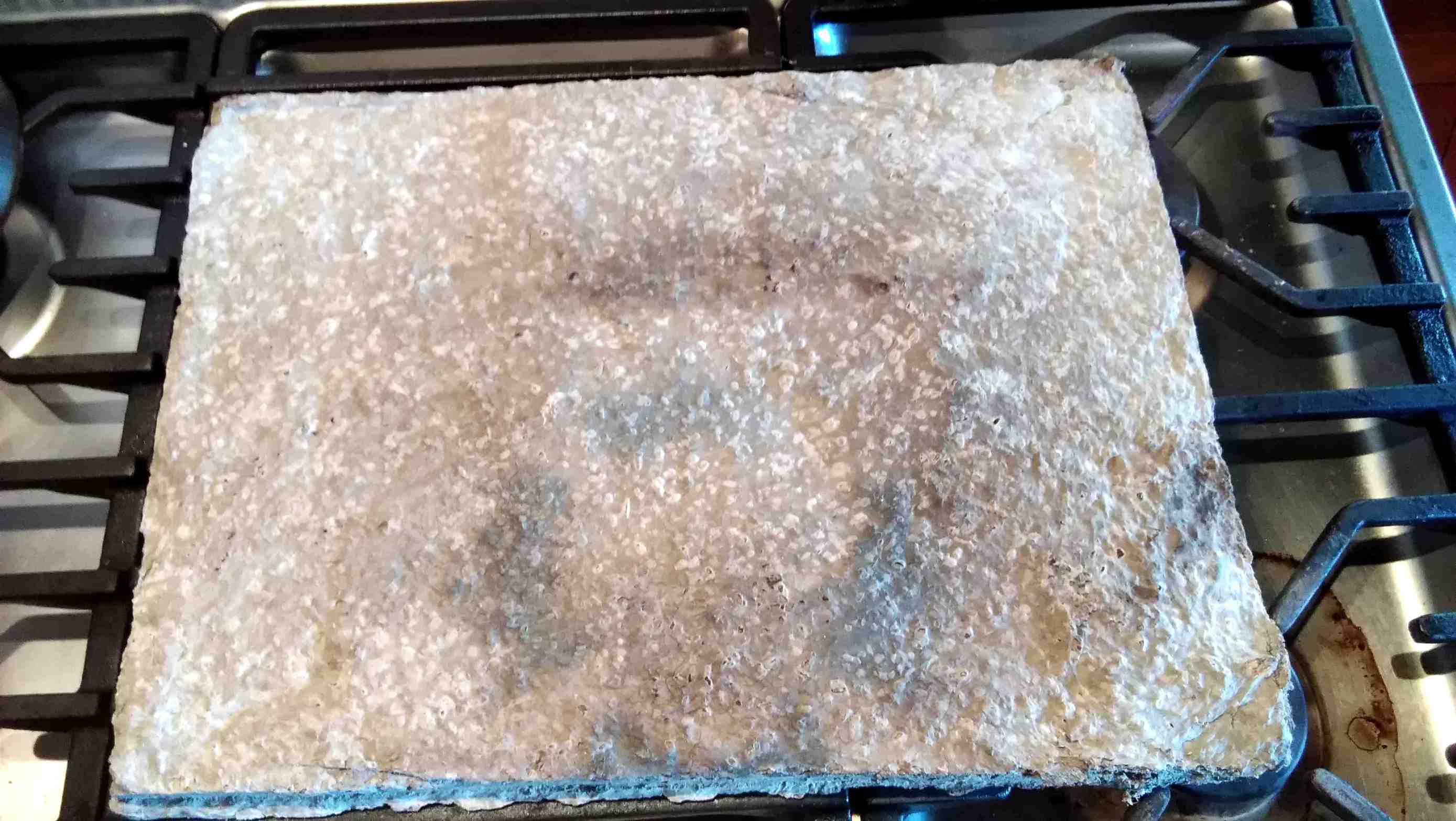 Ecocrete after 20 minutes on directly on a gas burner flame